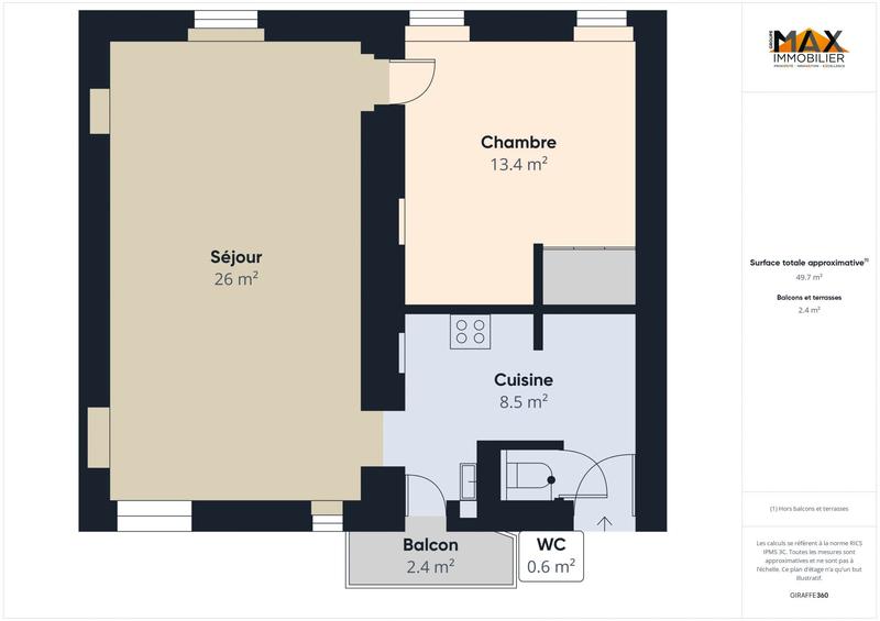 Appartement - 50 m² - 2 pièces