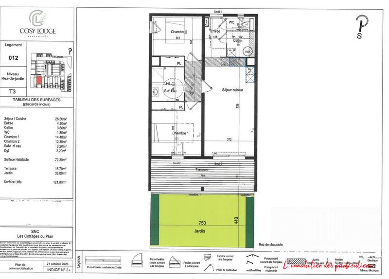 Appartement - 72 m² - 3 pièces