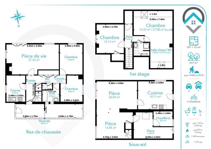 Maison - 166 m² - 8 pièces