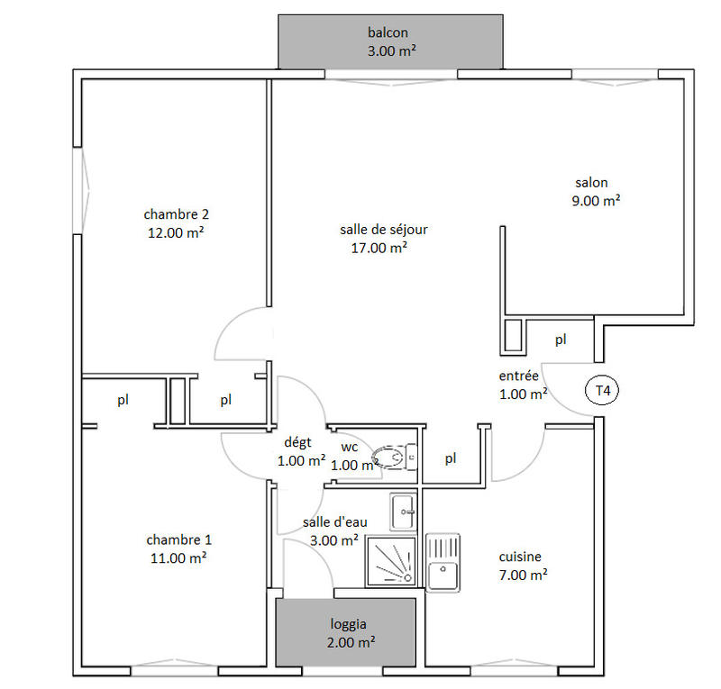 Appartement - 67 m² - 4 pièces