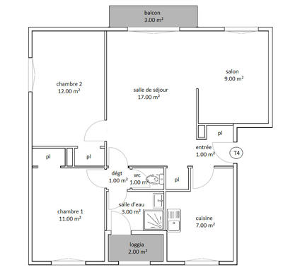 Appartement - 67 m² - 4 pièces