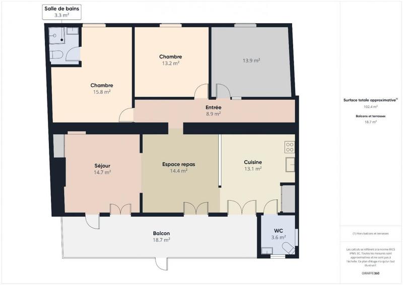 Appartement - 102 m² - 4 pièces