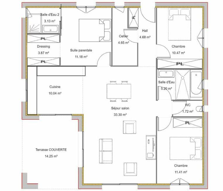 Maison - 99 m² - 4 pièces