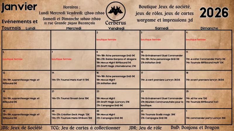 Événements du mois