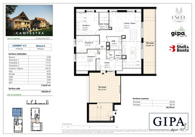 Appartement - 110 m² - 4 pièces