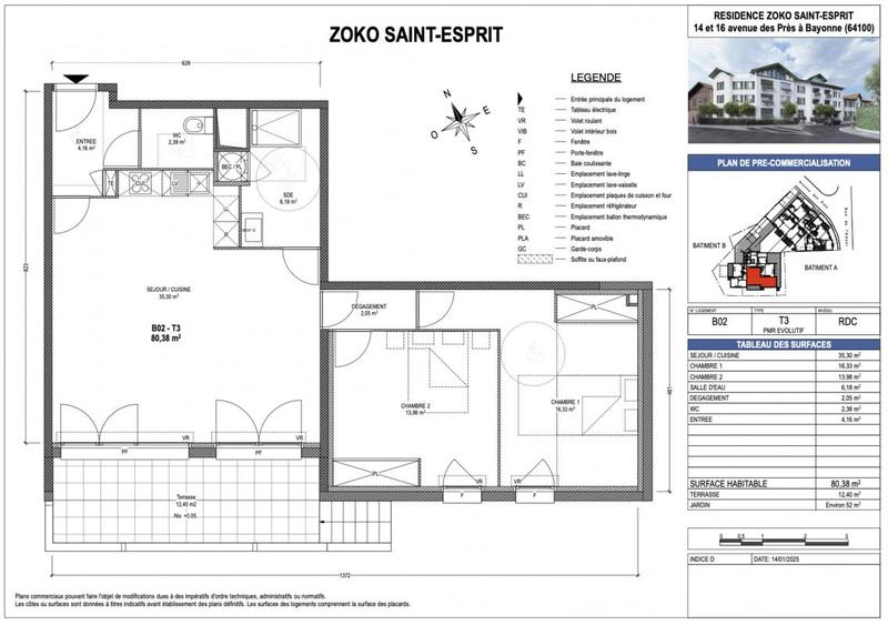 Appartement - 80 m² - 3 pièces