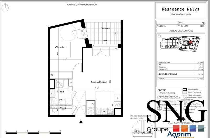 Appartement - 45 m² - 2 pièces