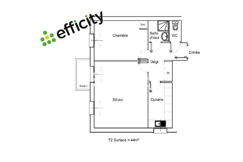 Appartement - 44 m² - 2 pièces