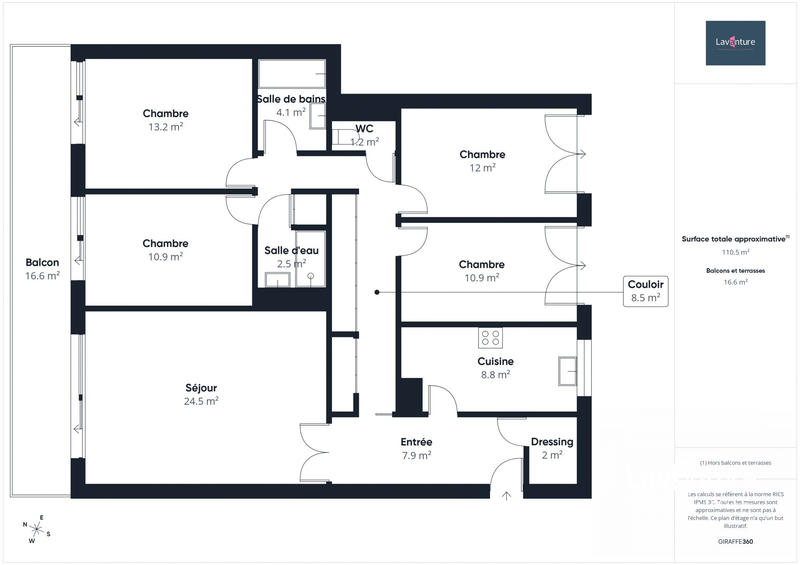 Appartement - 110 m² - 5 pièces