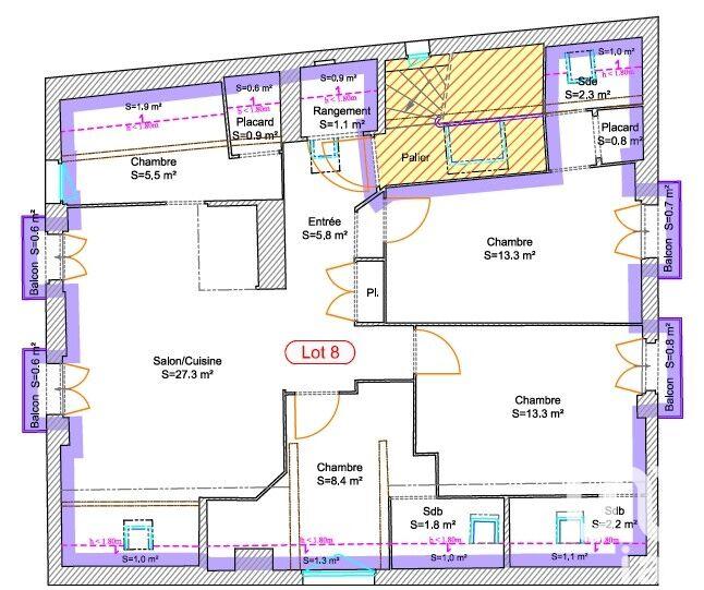 Appartement - 80 m² - 5 pièces