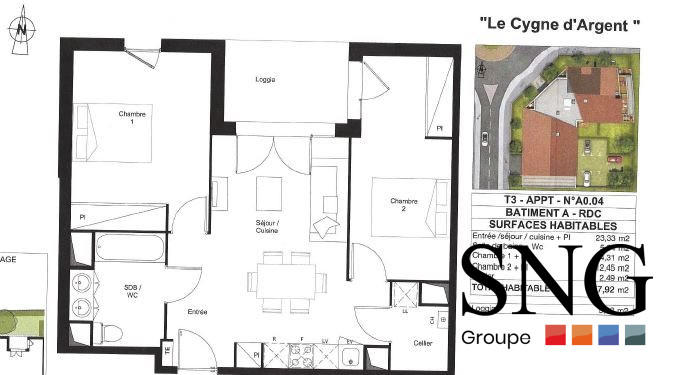 Appartement - 58 m² - 3 pièces