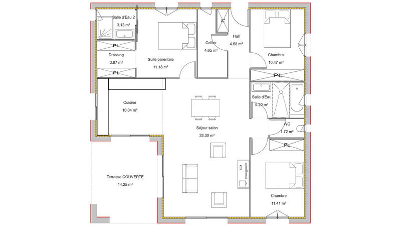 Maison - 95 m² - 5 pièces