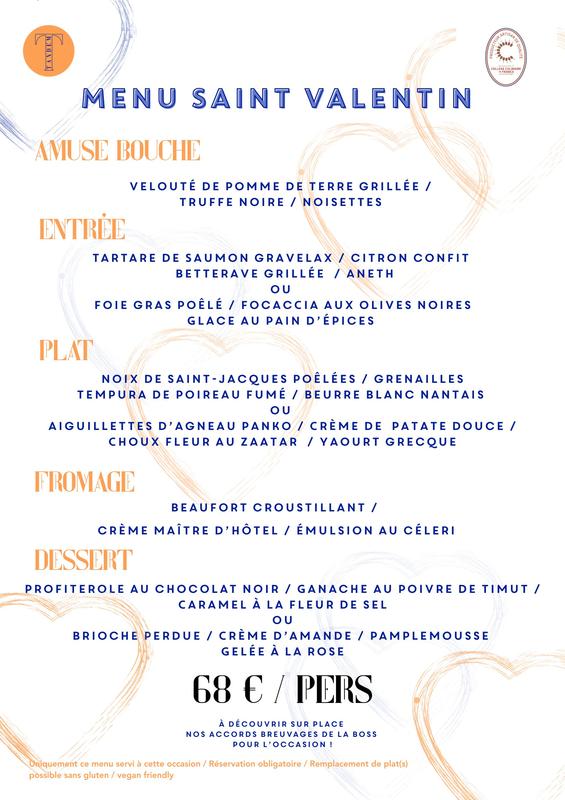 Menu de Saint Valentin chez Tandem