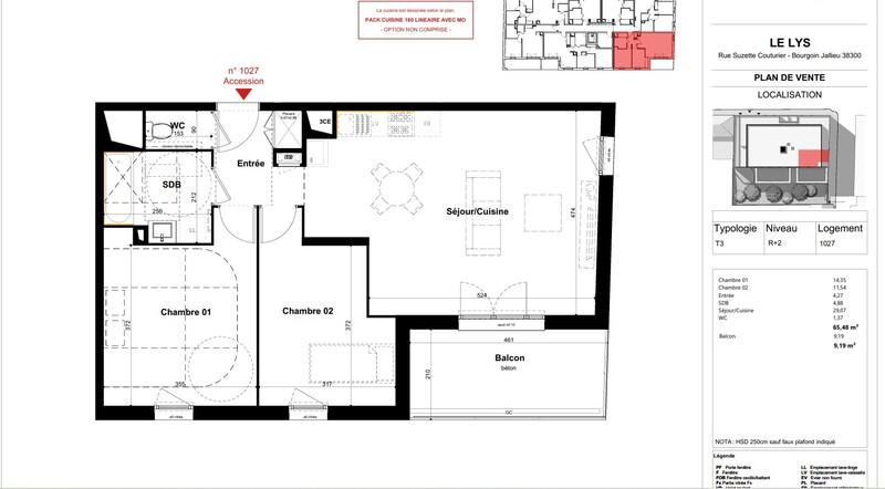 Appartement - 65 m² - 3 pièces