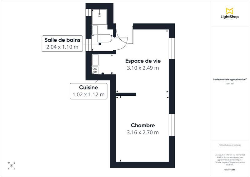 Appartement - 20 m² - 1 pièce