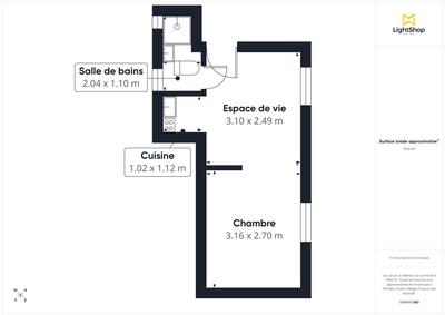 Appartement - 20 m² - 1 pièce