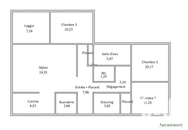 Appartement - 88 m² - 4 pièces