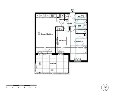 Appartement - 61 m² - 3 pièces