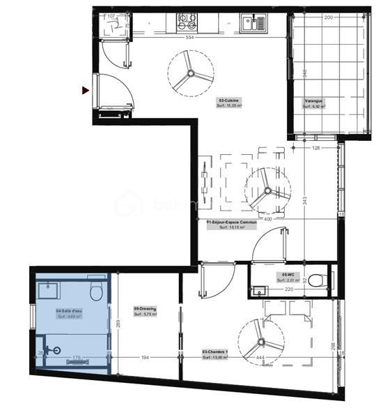 Appartement - 55 m² - 2 pièces