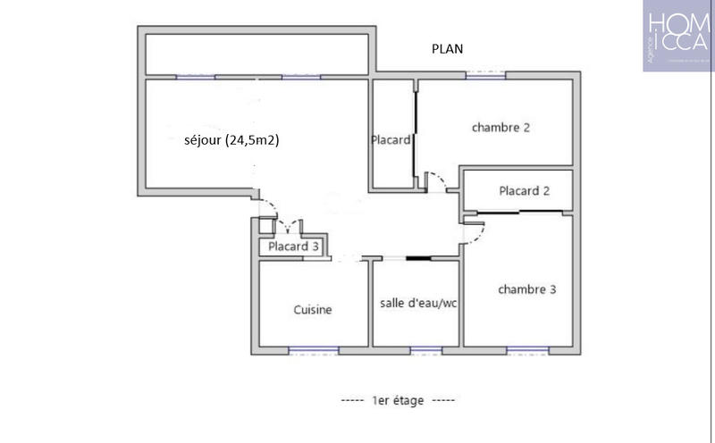 Appartement - 60 m² - 3 pièces