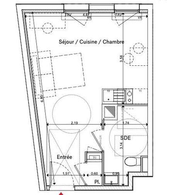 Appartement - 29 m² - 1 pièce
