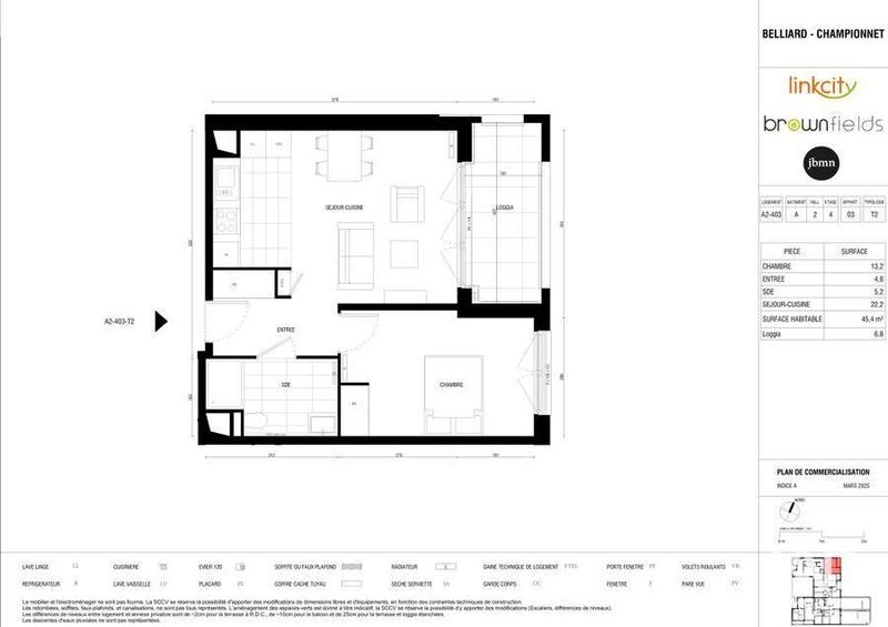 Appartement - 45 m² - 2 pièces