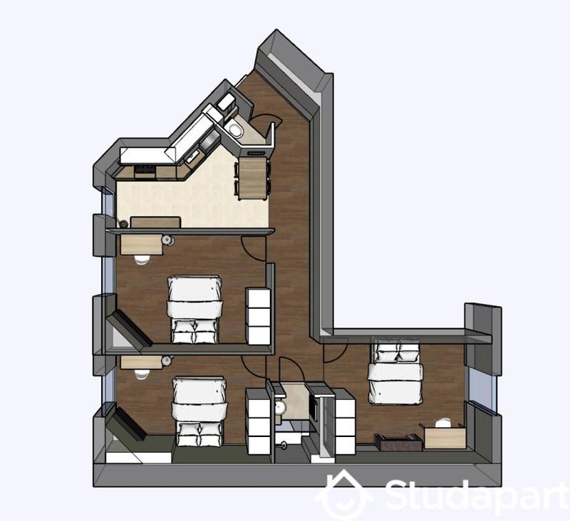 Chambre - 14 m² - 1 pièce