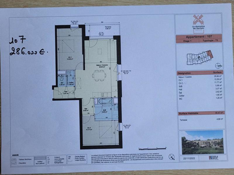 Appartement - 64 m² - 3 pièces