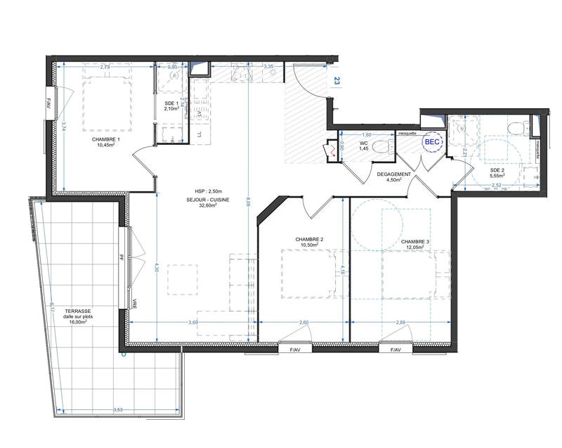 Appartement - 79 m² - 4 pièces