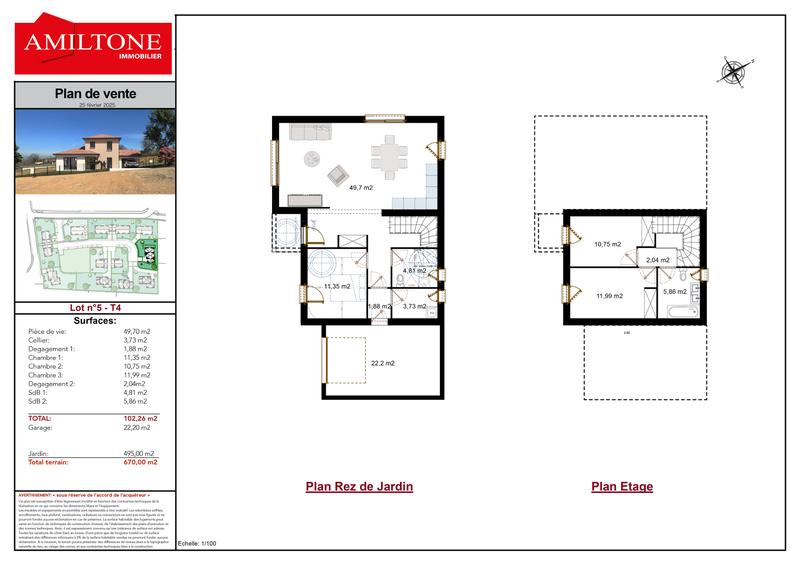 Maison - 101 m² - 4 pièces