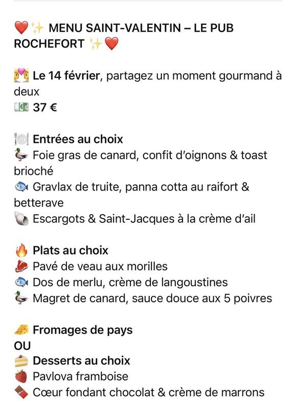 Saint-Valentin au Pub Rochefort