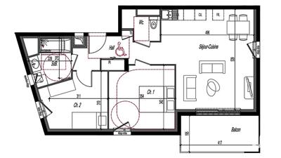 Appartement - 61 m² - 3 pièces