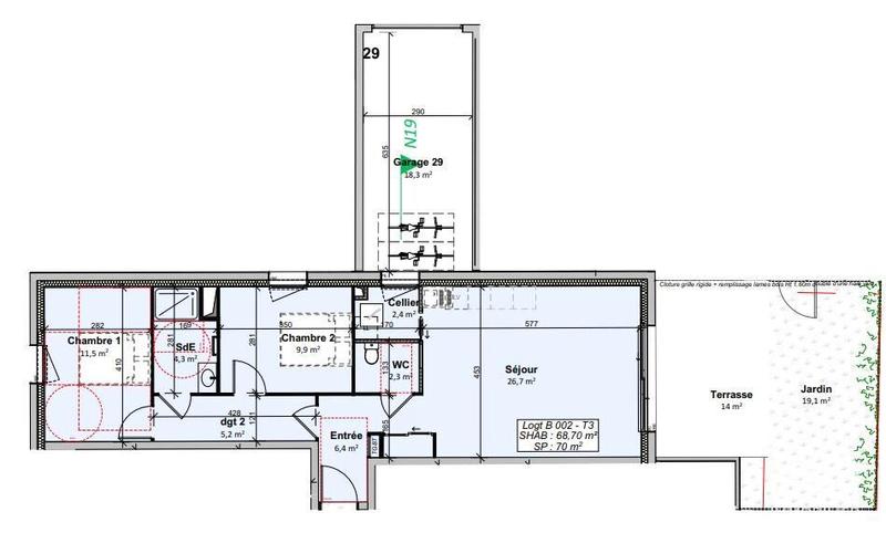 Appartement - 69 m² - 3 pièces
