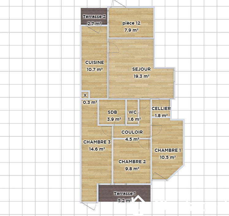 Chambre - 10 m² - 1 pièce