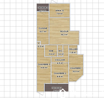 Chambre - 10 m² - 1 pièce