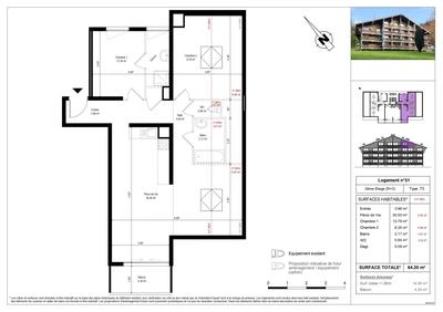 Appartement - 64 m² - 3 pièces