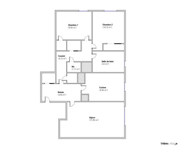 Appartement - 63 m² - 3 pièces