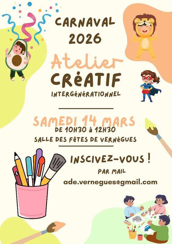 Atelier créatif intergénérationnel : Carnaval !