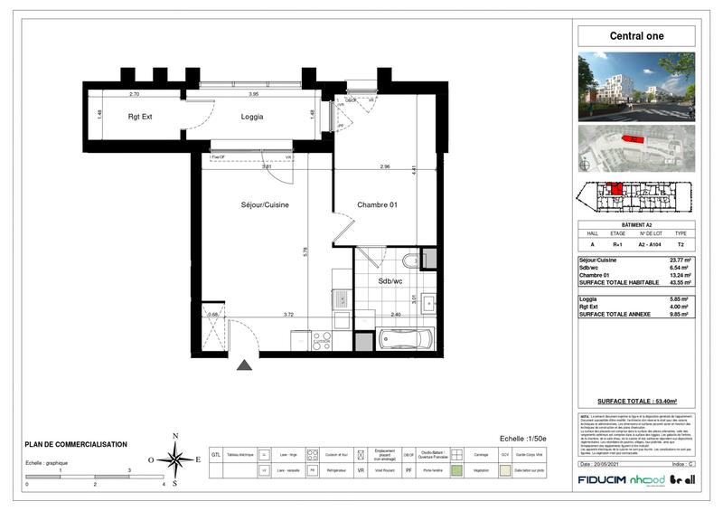 Appartement - 44 m² - 2 pièces