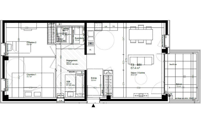 Appartement - 68 m² - 3 pièces