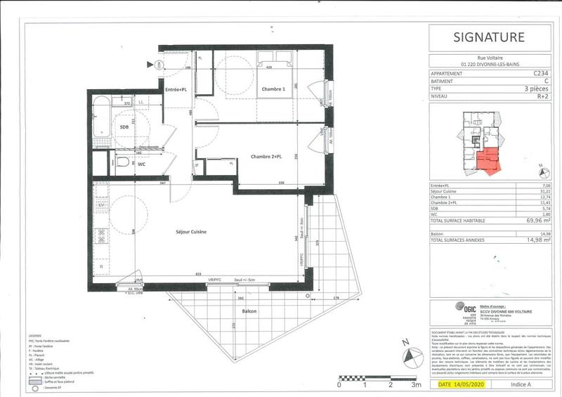 Appartement - 70 m² - 3 pièces