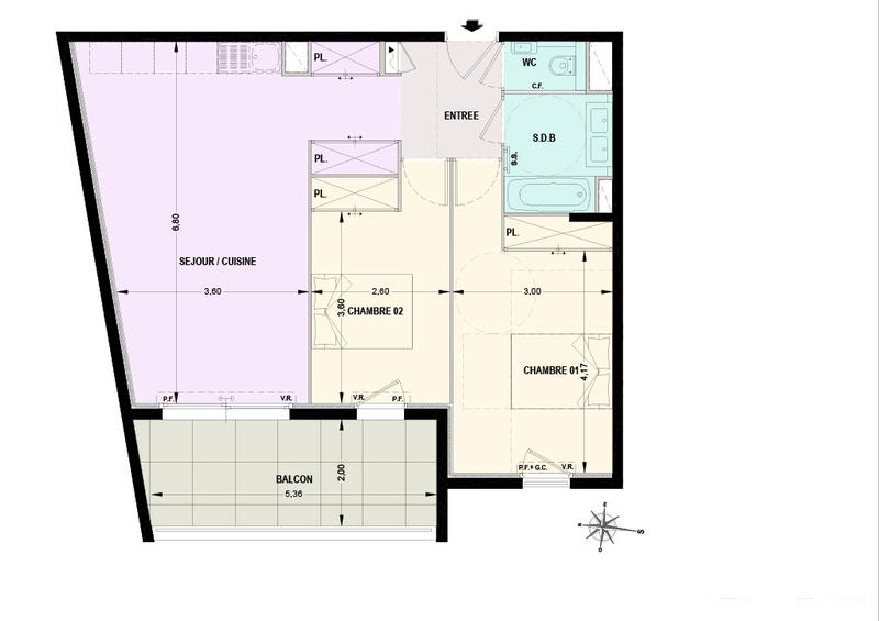 Appartement - 66 m² - 3 pièces