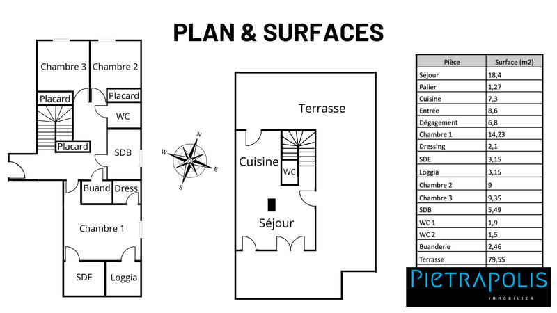Appartement - 101 m² - 4 pièces