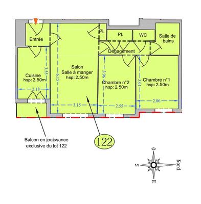 Appartement - 60 m² - 3 pièces