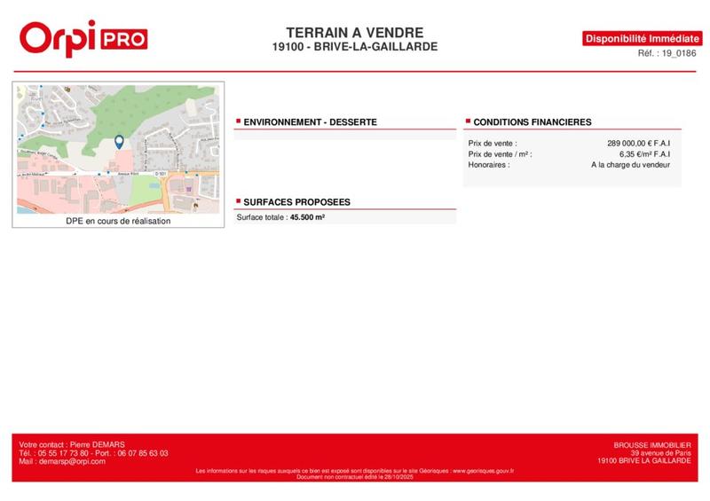 Terrain constructible - 45 500 m²