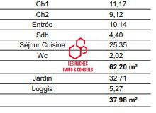Appartement - 62 m² - 3 pièces