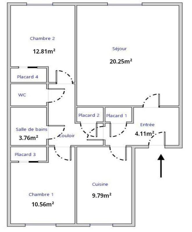 Appartement - 67 m² - 3 pièces