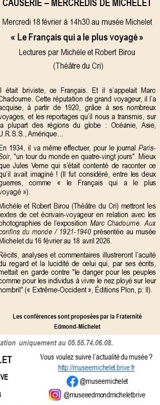 Les mercredis de Michelet: le Français qui a le plus voyagé