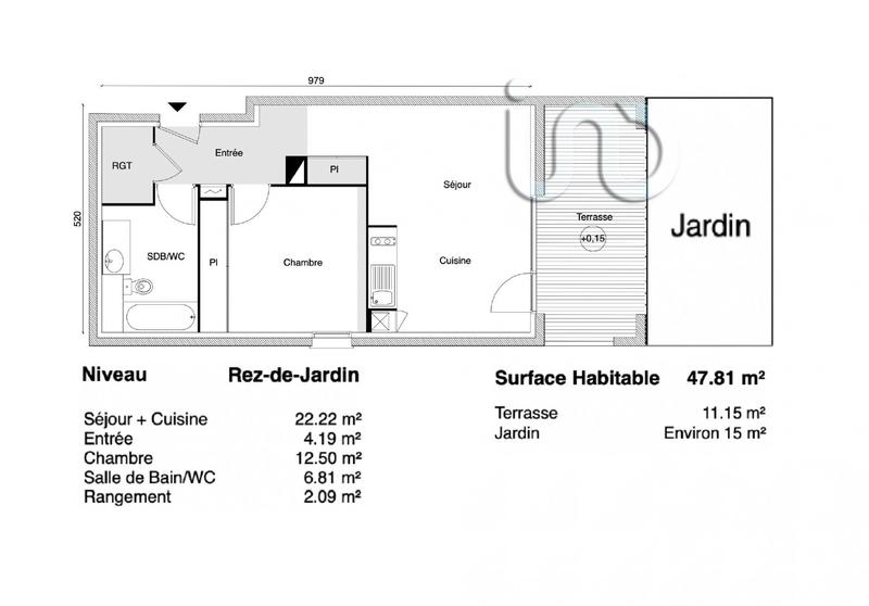 Appartement - 48 m² - 2 pièces