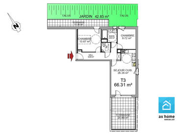 Appartement - 66 m² - 3 pièces